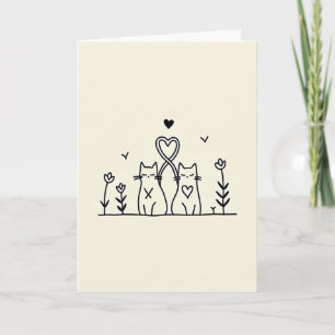 Cats In Love Heart Card
