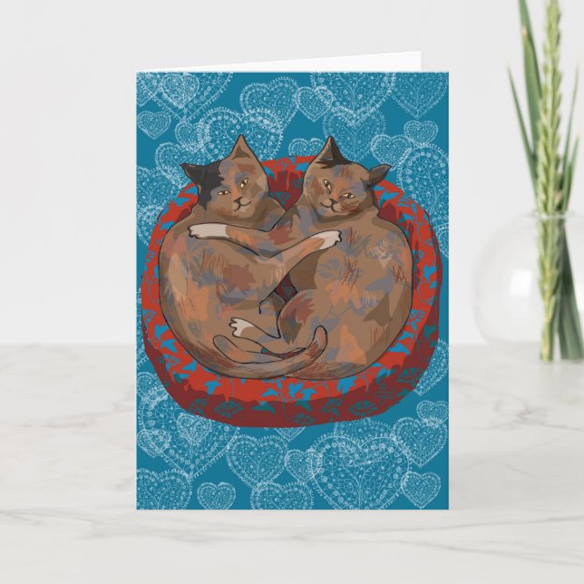 Cats in Love: Henry & Ruby... Holiday Card (Front)