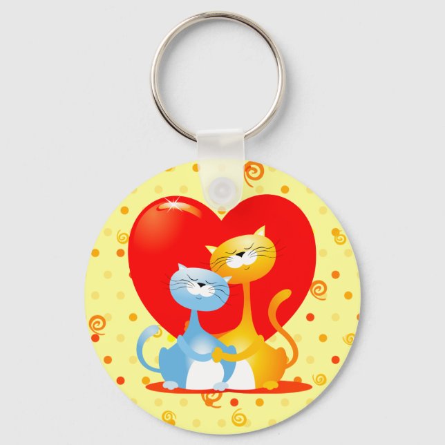 Cats in love, keychain (Front)