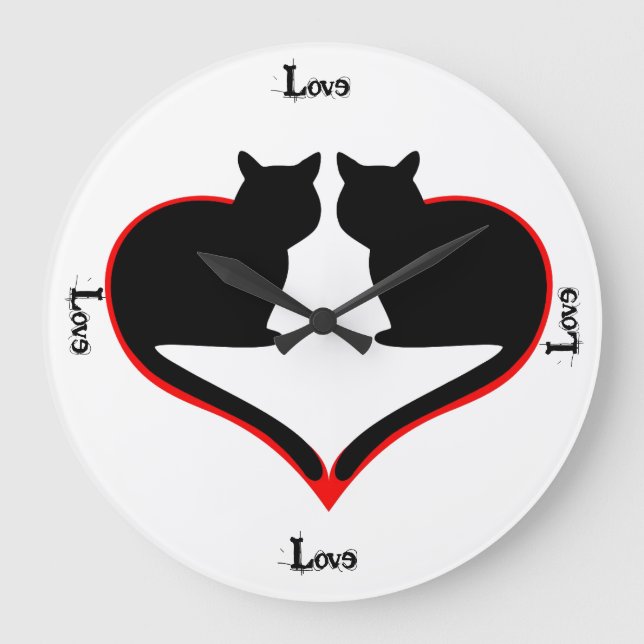 Cats in Love Large Clock (Front)