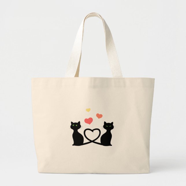 Cats In Love Large Tote Bag (Front)
