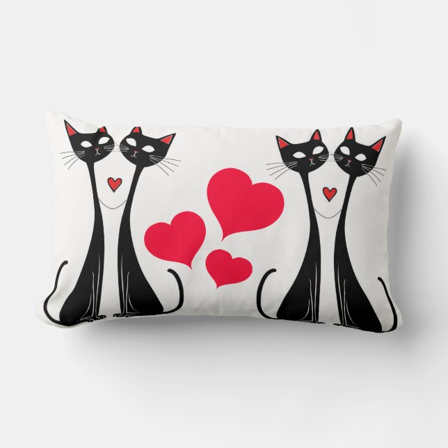 Cats in Love Throw Pillow (Front)