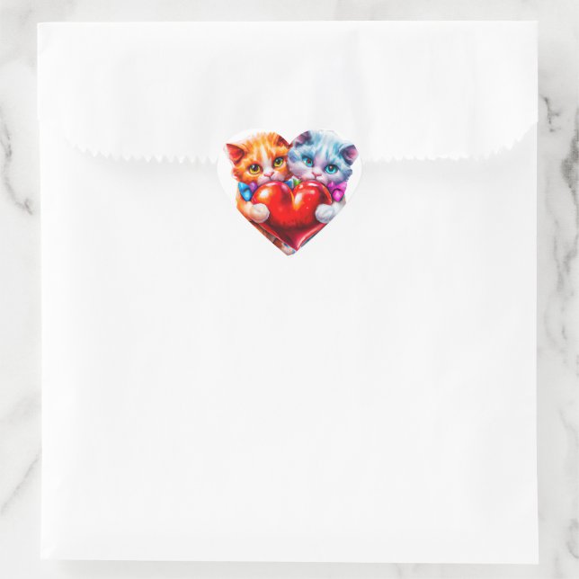 Cats in love valentine sticker (Bag)