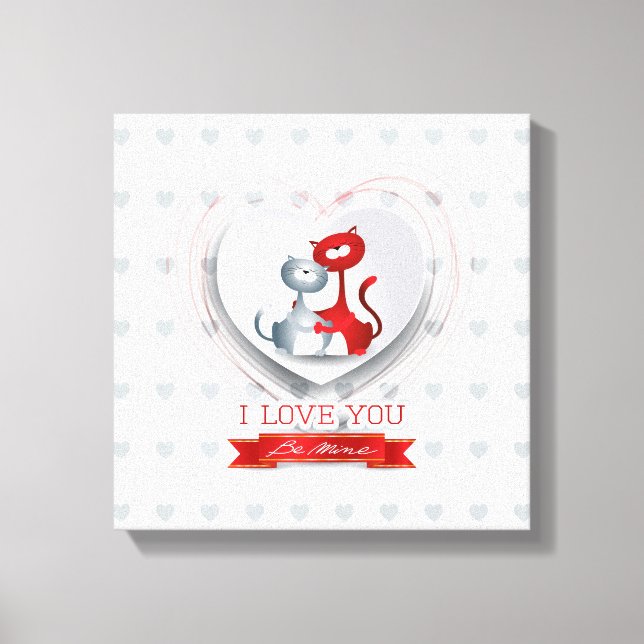 Cats in Love with Heart Canvas Print (Front)