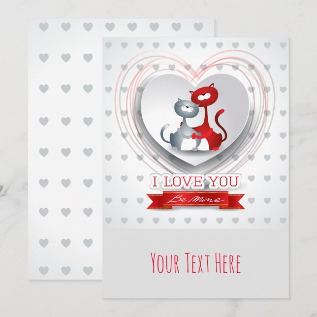 Cats in Love with Heart Invitation (Front/Back)