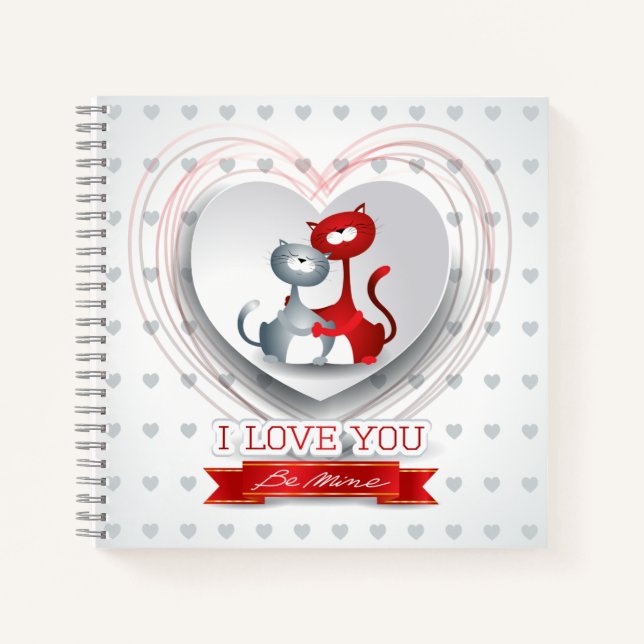 Cats in Love with Heart Notebook (Front)