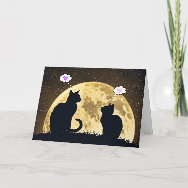 Cats In Moonlight for Thinking Of You Card (Front)