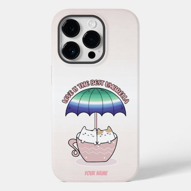 Cats in Mug Under Umbrella in Gay Colours Case-Mate iPhone Case (Back)