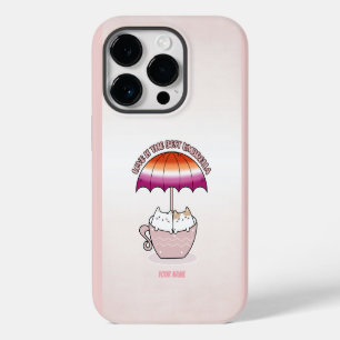 Cats in Mug Under Umbrella in Lesbian Colours iPhone 14 Pro Case