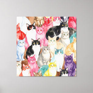 Cats in Multicolour Canvas Print
