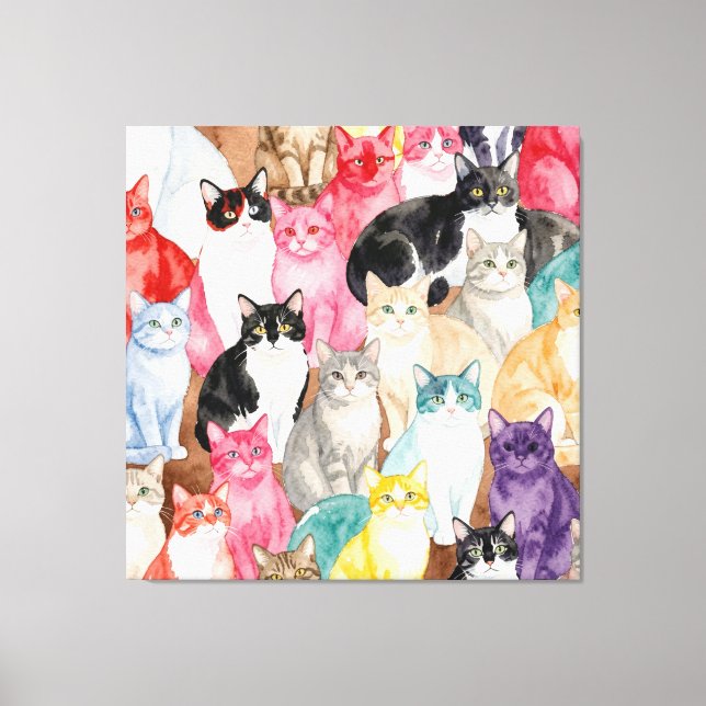 Cats in Multicolour Canvas Print (Front)