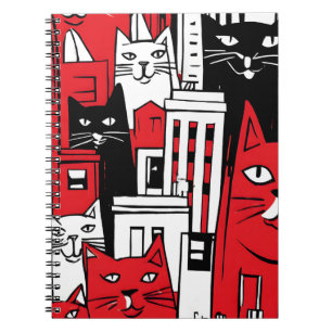 Cats in New York Art Notebook -Cute Whimsical Cat 