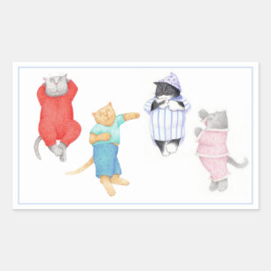 CATS IN PAJAMAS Rectangle Stickers
