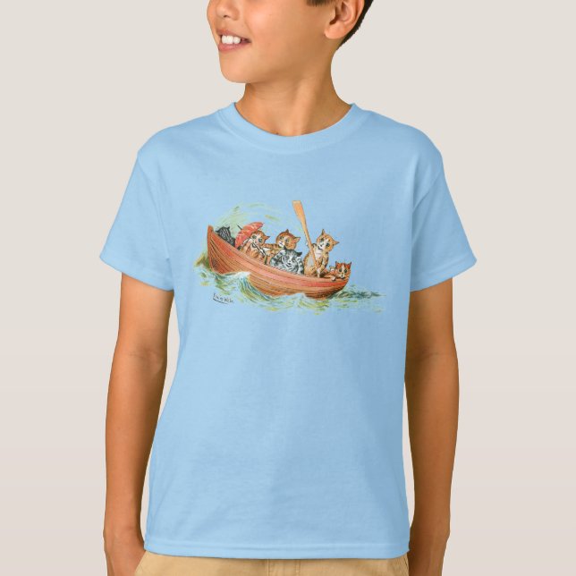 Cats in Row Boat T-Shirt (Front)