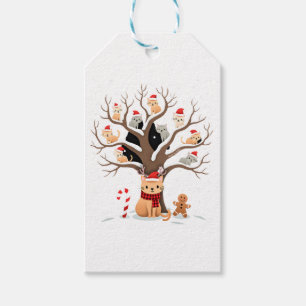 Cats In Snow Tree Winter Christmas Santa Hat X-mas Gift Tags