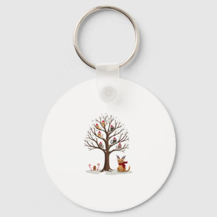 Cats In Snow Tree Winter Christmas Santa Hat X-mas Key Ring
