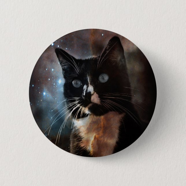 Cats in space 6 cm round badge (Front)
