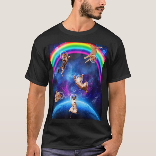 Cats In Space Kitten Outerspace Galaxy  Cat T-Shirt (Front)