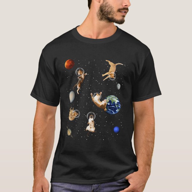 Cats In Space Kitten Outerspace Galaxy Cat T-Shirt (Front)