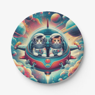 Cats in space paper plates! paper plate