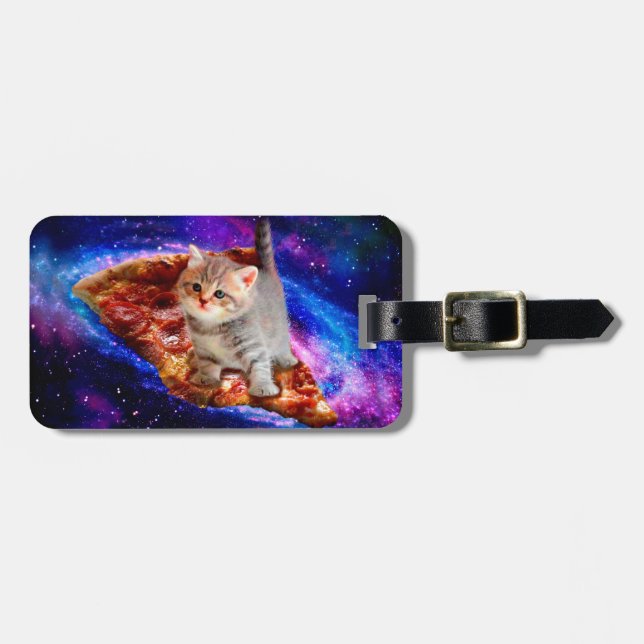 Cats in space pizza luggage tag (Front Horizontal)