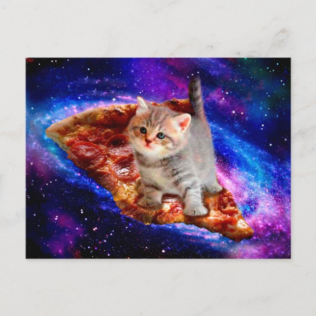 Cats in space pizza postcard (Front)