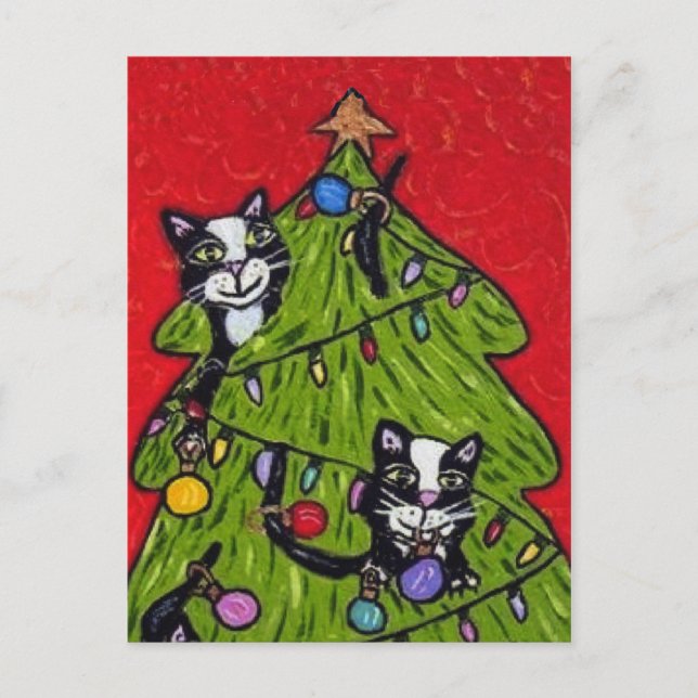 Cats in the Christmas Tree Postcard (Front)