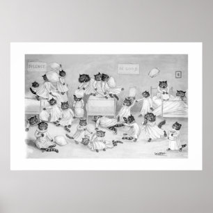 Cats in the Dormitory by Louis Wain - Poster