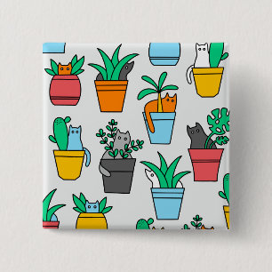 Cats in the flowerpots 15 cm square badge