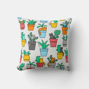 Cats in the flowerpots cushion