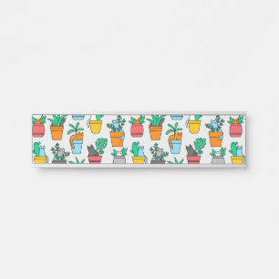 Cats in the flowerpots door sign