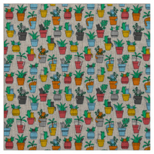 Cats in the flowerpots fabric