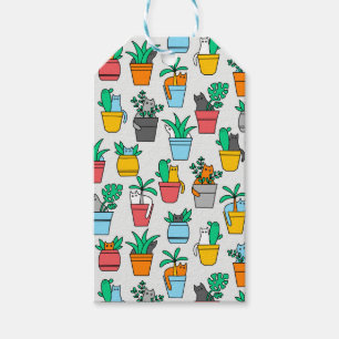 Cats in the flowerpots gift tags