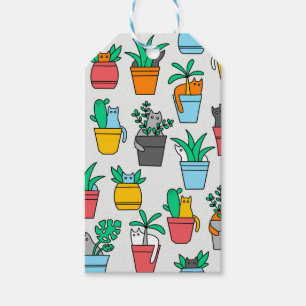 Cats in the flowerpots gift tags