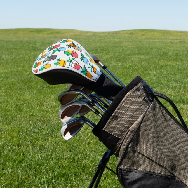 Cats in the flowerpots golf head cover (In Situ)