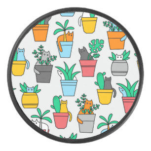 Cats in the flowerpots hockey puck