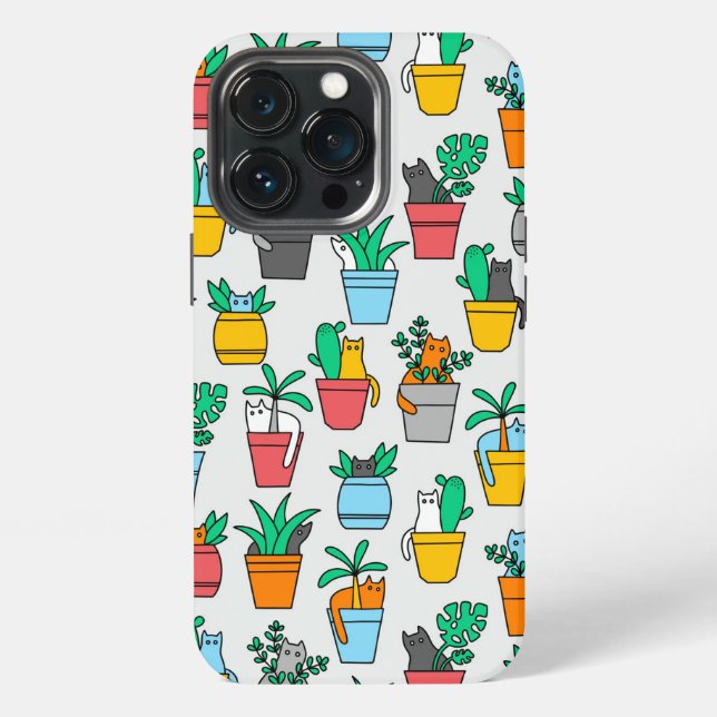 Cats in the flowerpots iPhone case (Back)