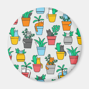 Cats in the flowerpots magnet