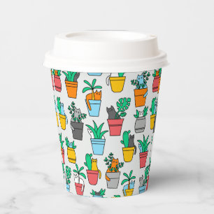 Cats in the flowerpots paper cups
