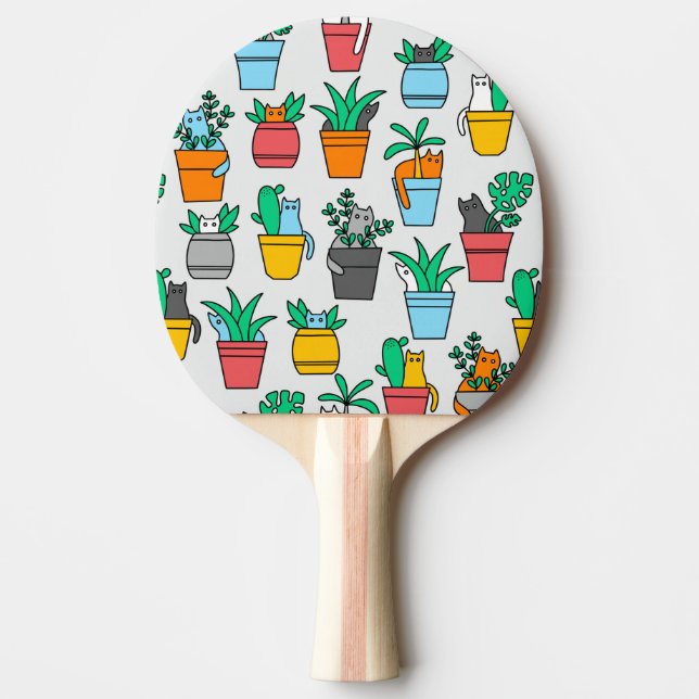 Cats in the flowerpots ping pong paddle (Front)