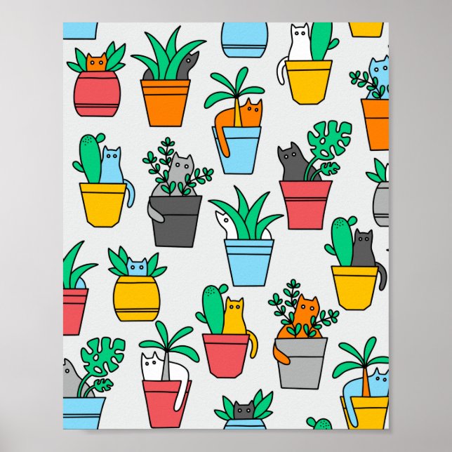 Cats in the flowerpots poster (Front)