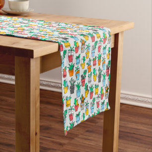 Cats in the flowerpots short table runner