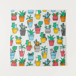 Cats in the flowerpots tapestry