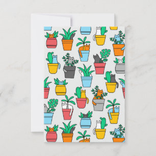 Cats in the flowerpots thank you card