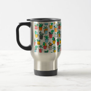 Cats in the flowerpots travel mug