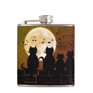 Cats in the moonlight hip flask