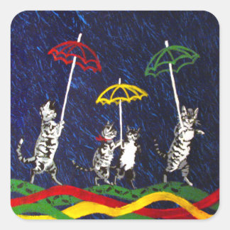 Cats in the Rain Square Sticker