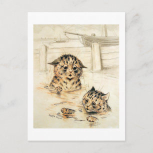 Cats in the Water, Louis Wain Postcard