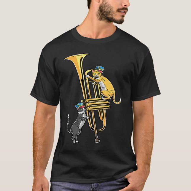 Cats In Trumpet Instrument Trumpet Player Trumpete T-Shirt (Front)