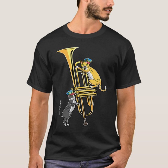 Cats In Trumpet Instrument Trumpet Player Trumpete T-Shirt (Front)